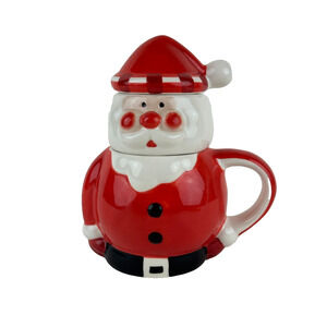 Pier 1 christmas Infuser Tea Santa Christmas Ho Ho Ho Saint Nick Red White Mug
